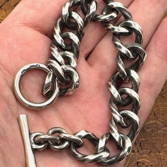 Gaboratory Gabor Vintage Silver Gush Cuban Link Biker BRACELET 925 - Picture 2 of 11